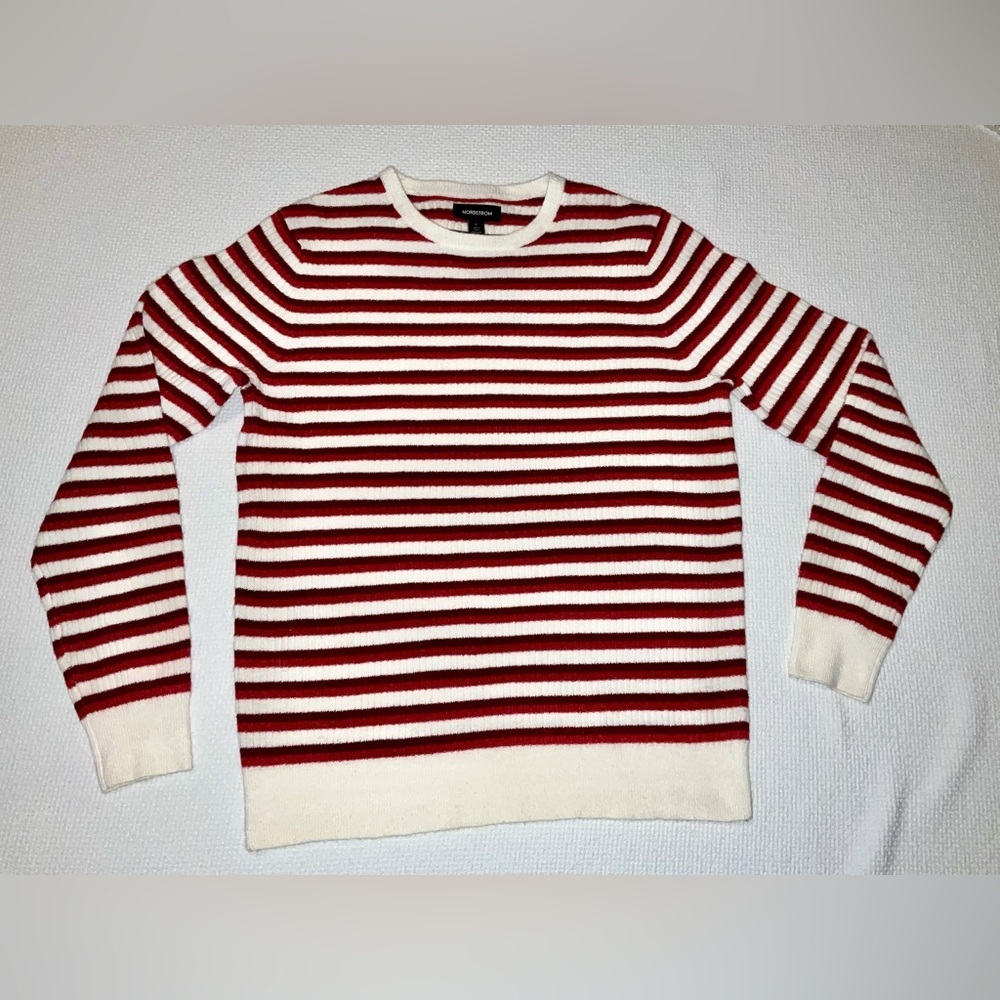 Nordstrom striped sweater - size large - alternating red and white stripes